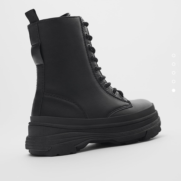 ZARA Girls Thick Sole Laced Ankle Boots - Picture 2 of 5